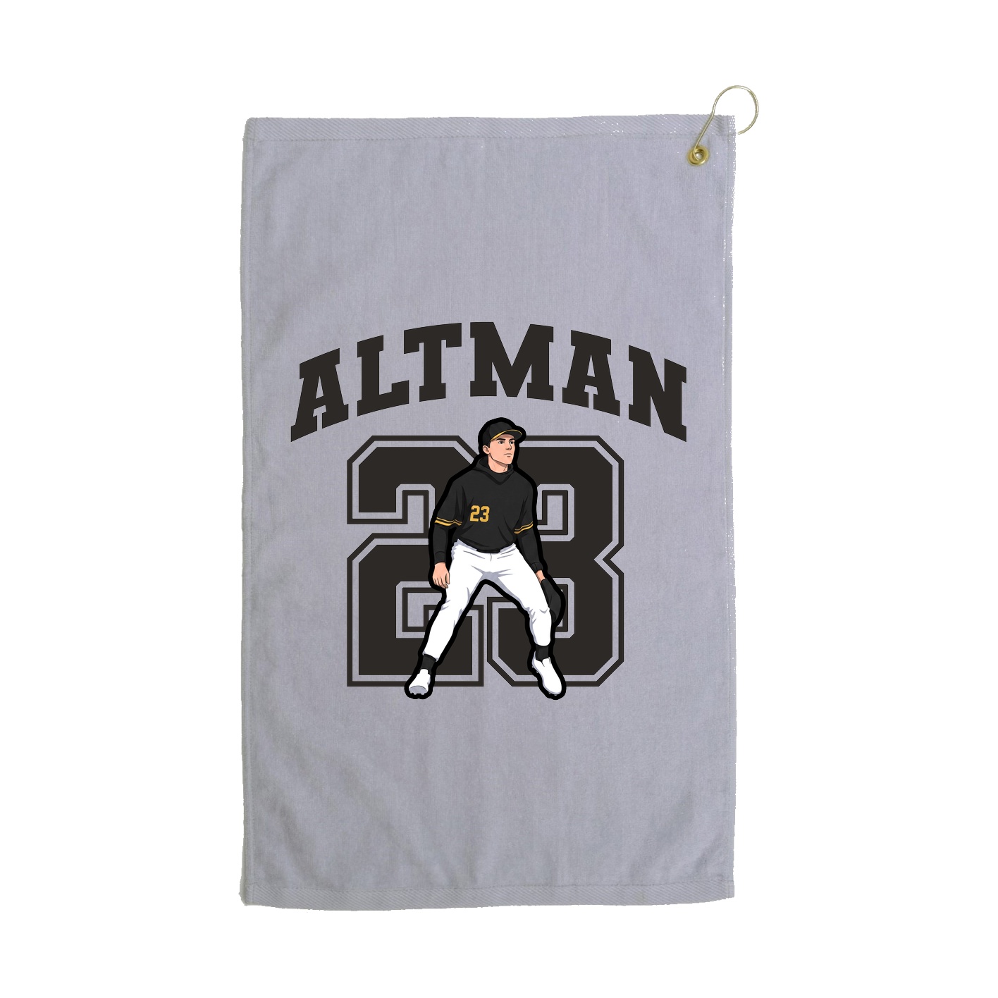 Golf Towel — Number in Grey