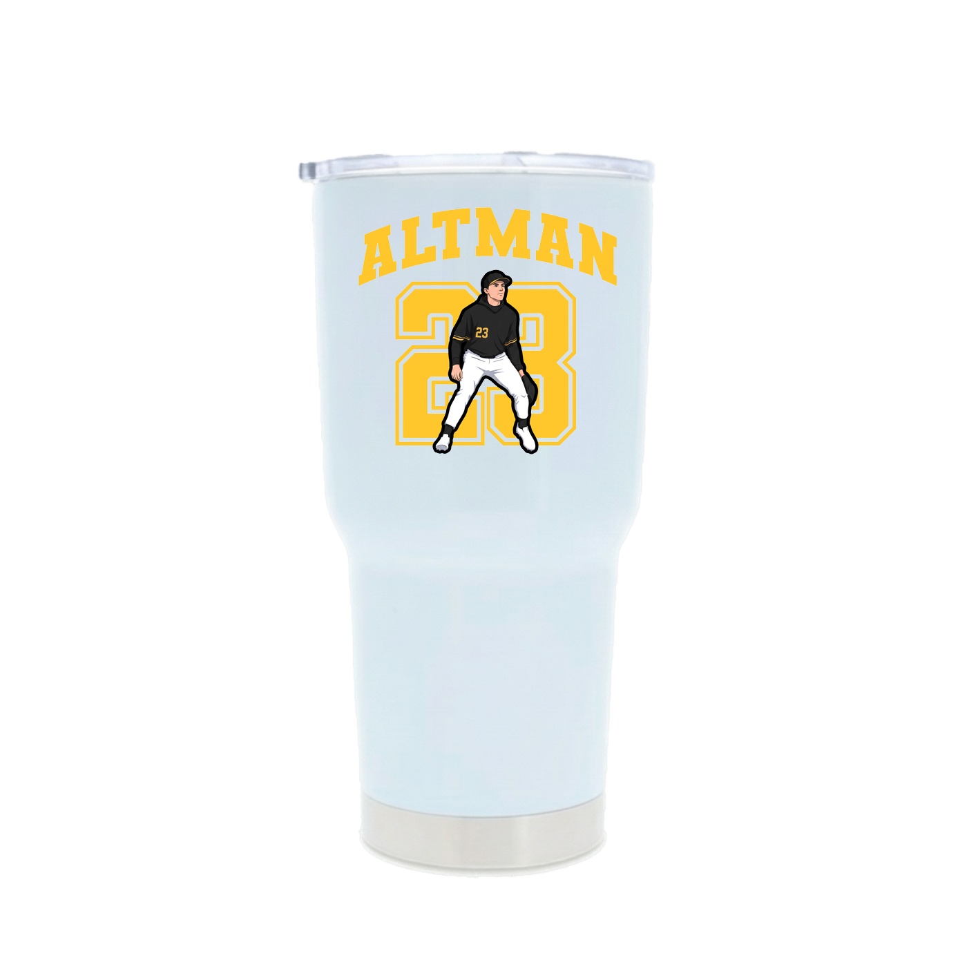 30oz Stainless Steel Tumbler — Number in White
