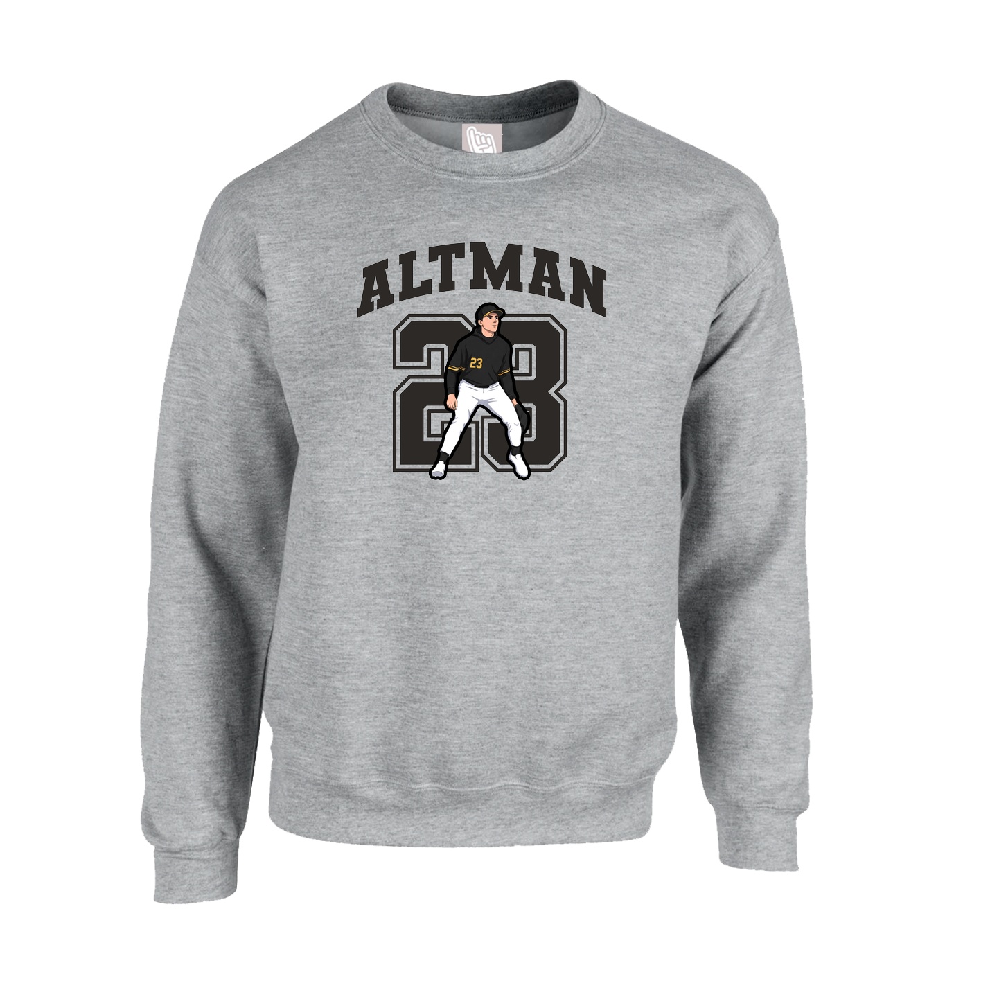 Fleece Crew — Number in Grey