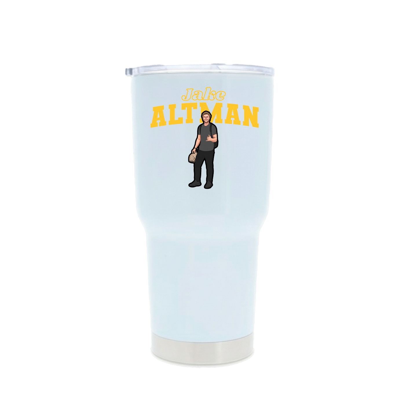 30oz Stainless Steel Tumbler — Name Arch in White