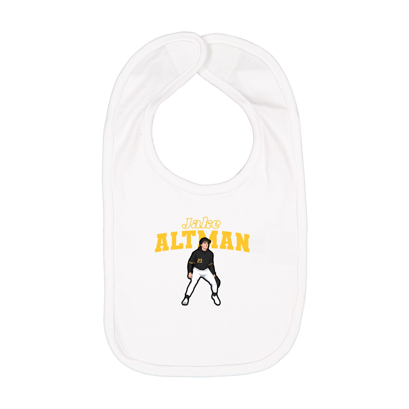 Infant Bib — Name Arch in White