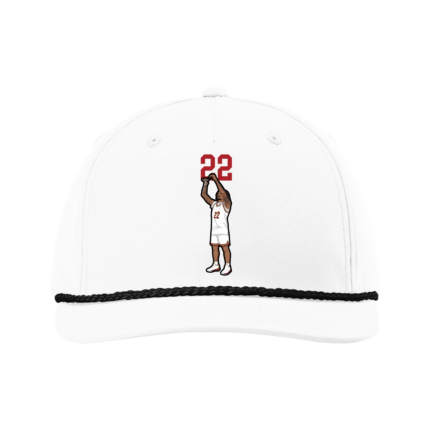 Five-Panel Classic Rope Cap — Number Top in White