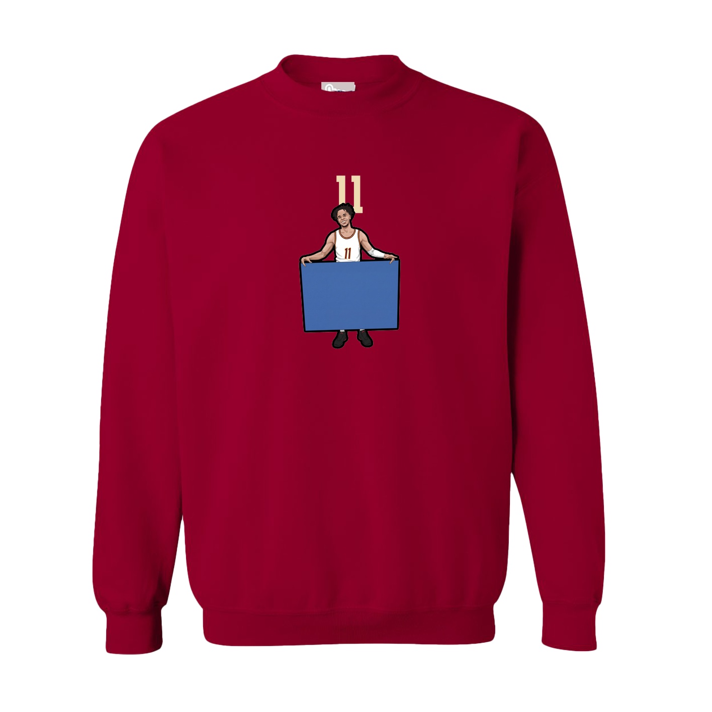 Fleece Crew — Number Top in Cardinal