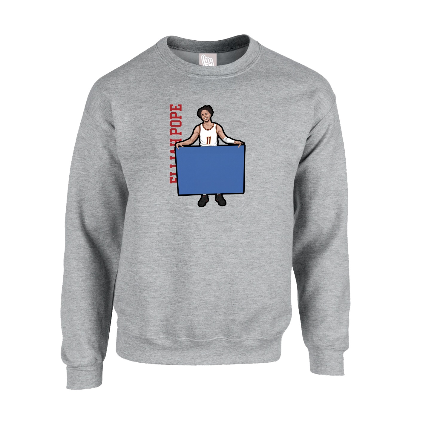 Fleece Crew — Name Vertical in Grey