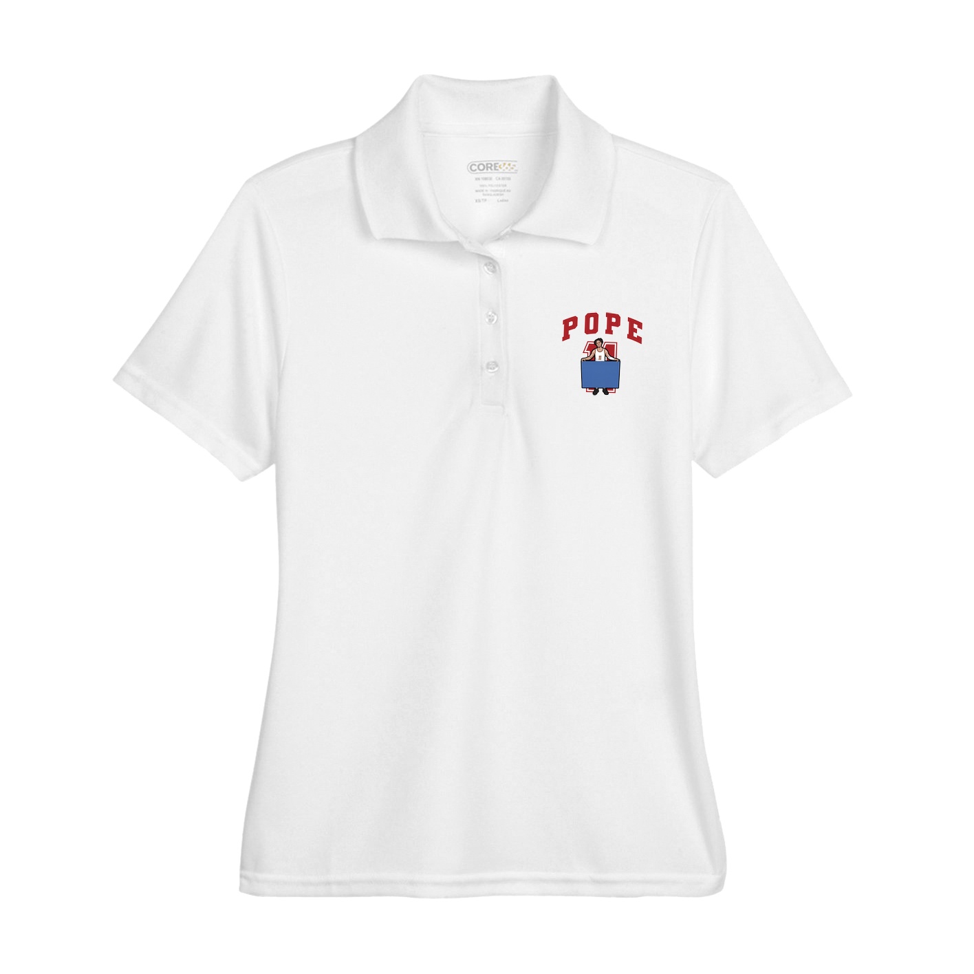 Womens Performance Polo — Number in White