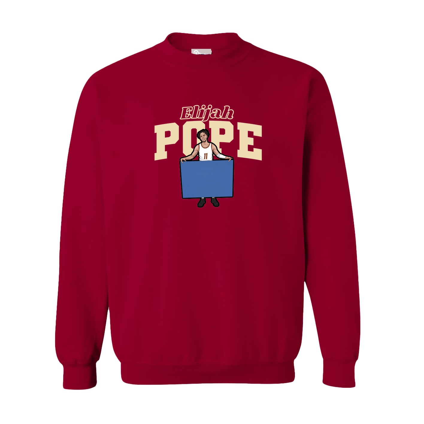Fleece Crew — Name Arch in Cardinal