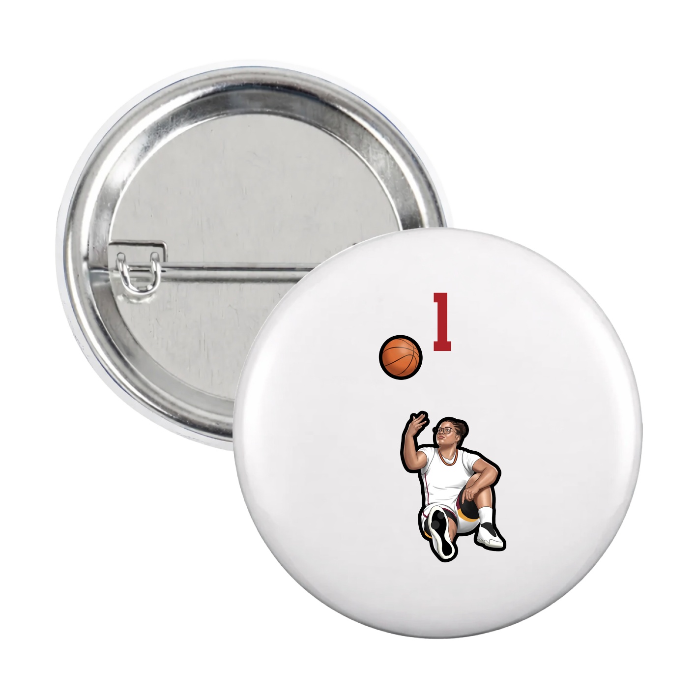 Game Day Button — Number Top in White