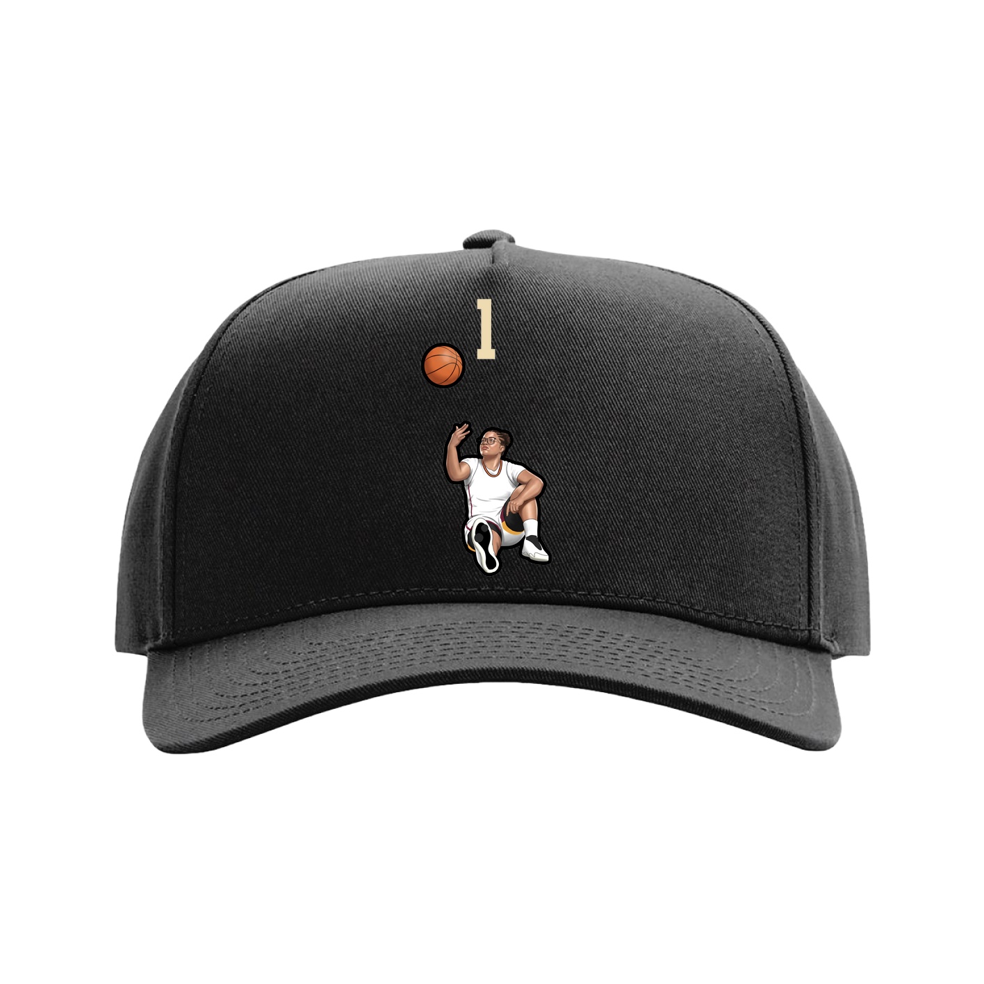 Full Fabric Five-Panel Champ Cap — Number Top in Black
