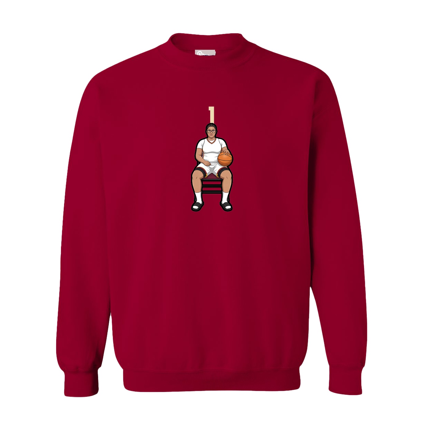 Fleece Crew — Number Top in Cardinal