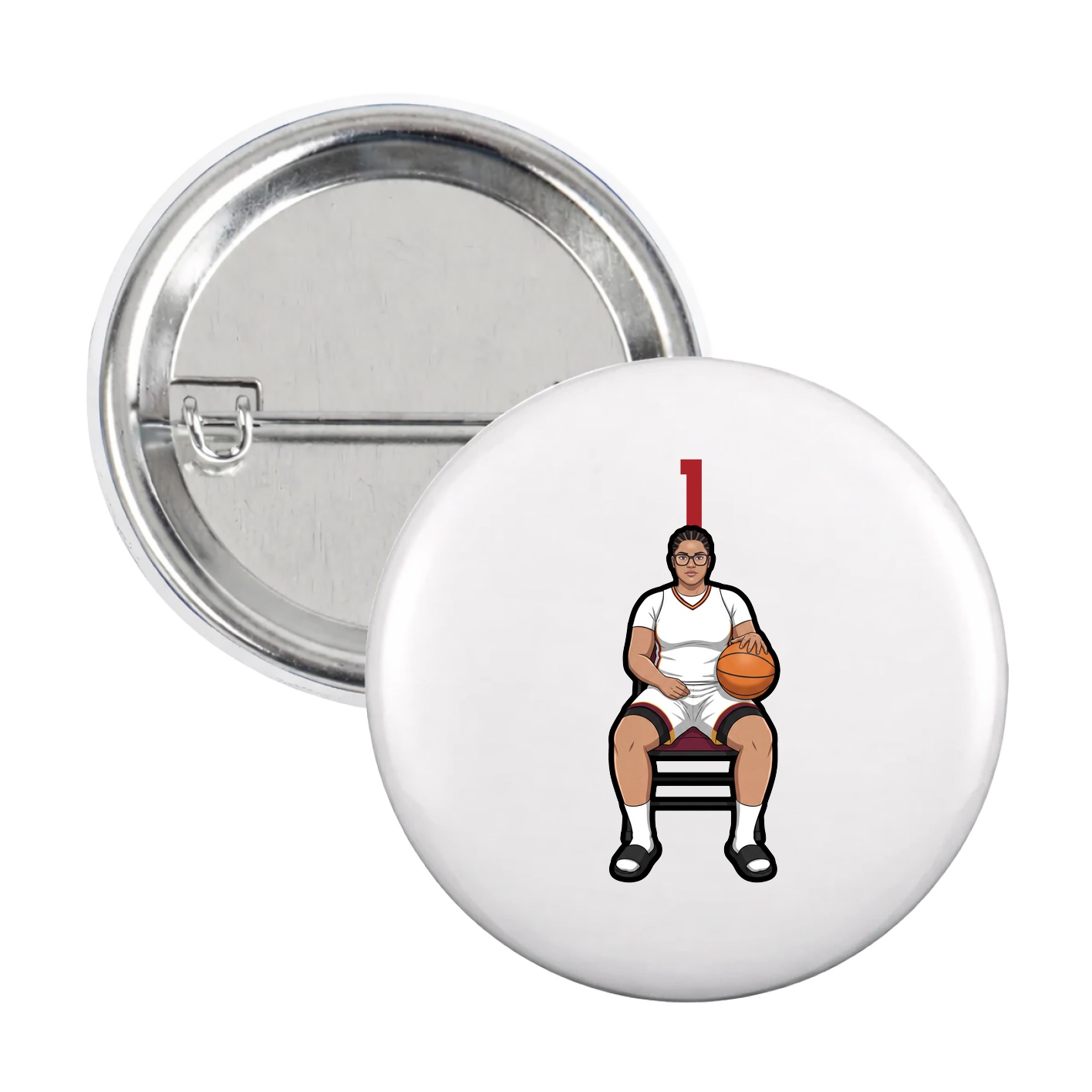 Game Day Button — Number Top in White