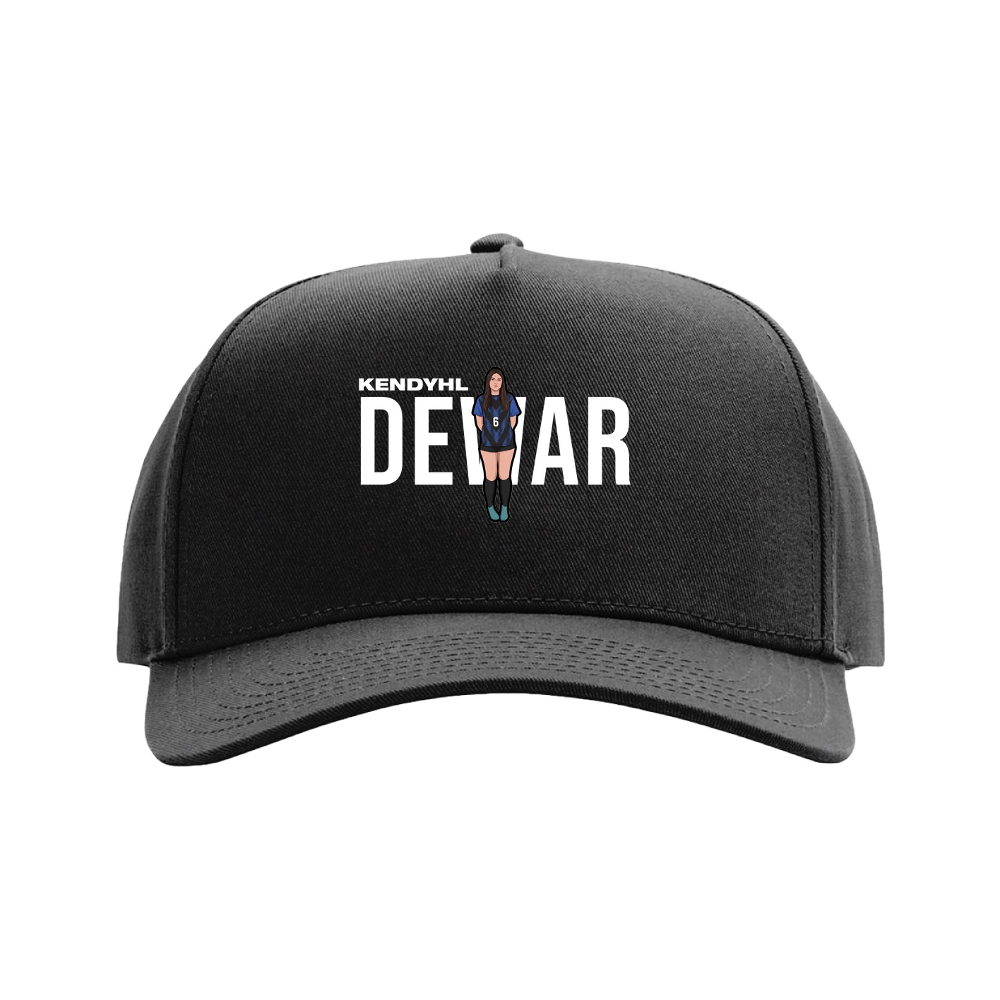 Full Fabric Five-Panel Champ Cap — Player Name in Black