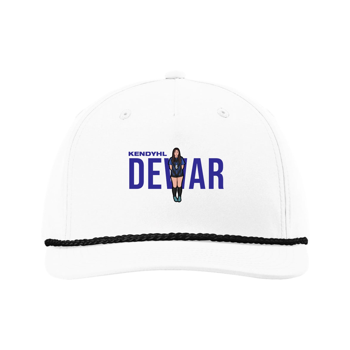 Five-Panel Classic Rope Cap — Player Name in White