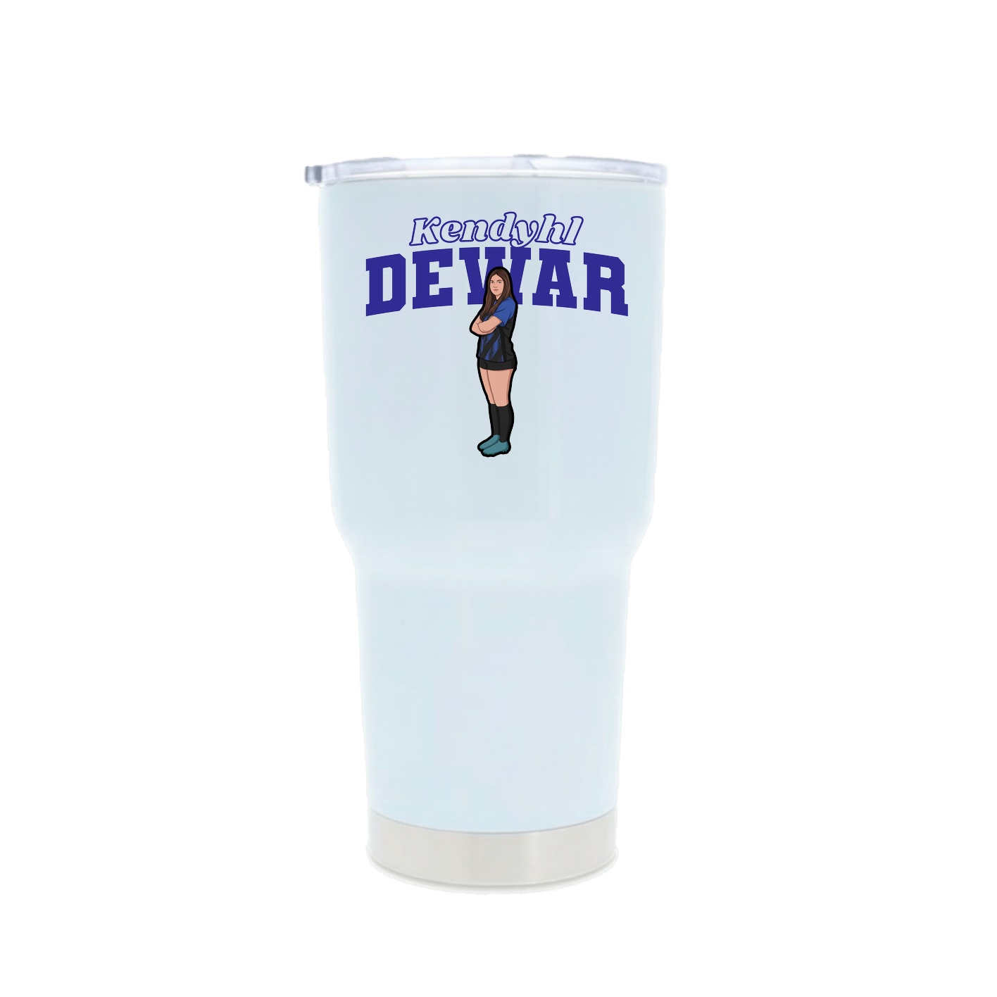 30oz Stainless Steel Tumbler — Name Arch in White