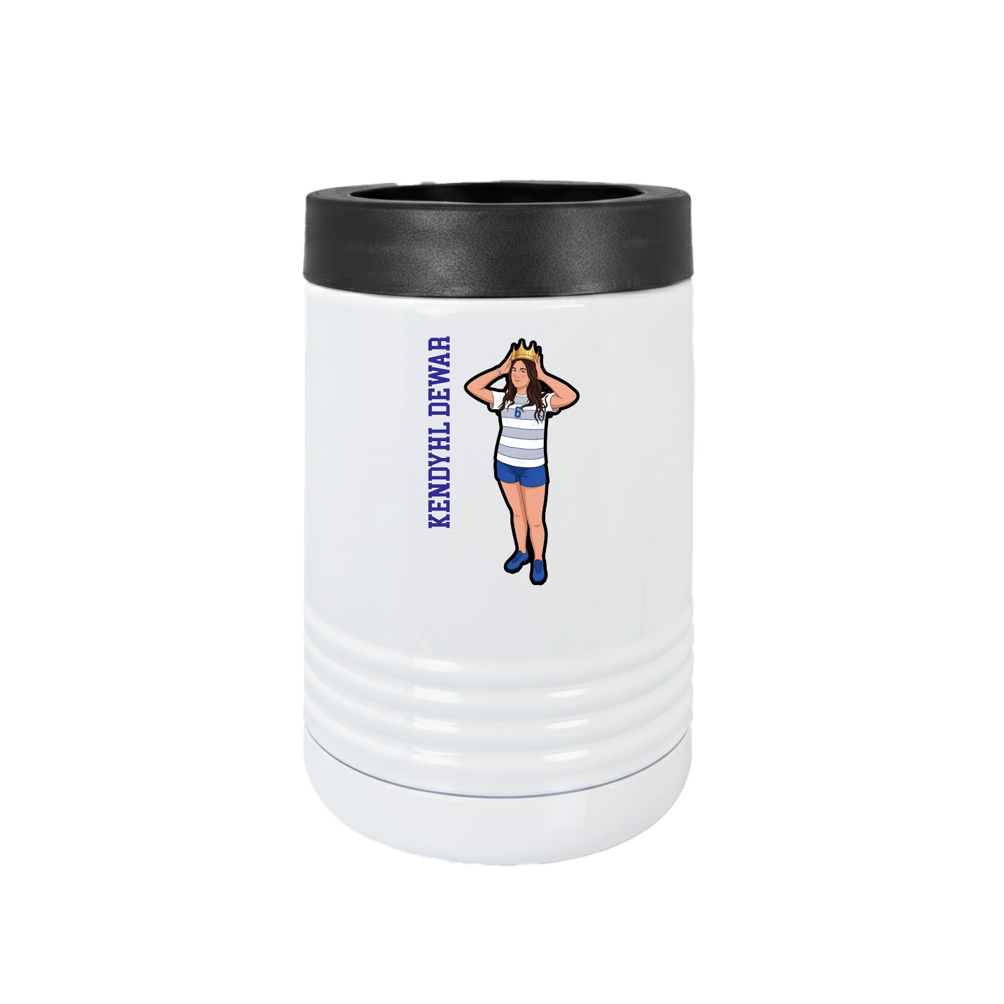Beverage Holder — Name Vertical in White