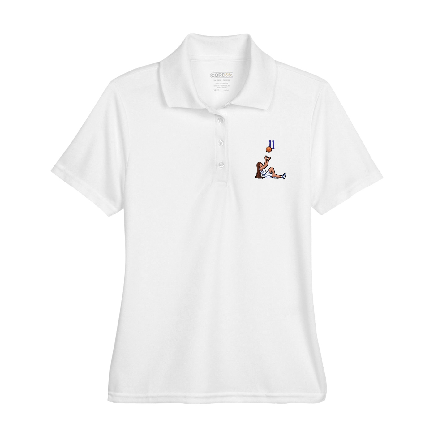 Womens Performance Polo — Number Top in White