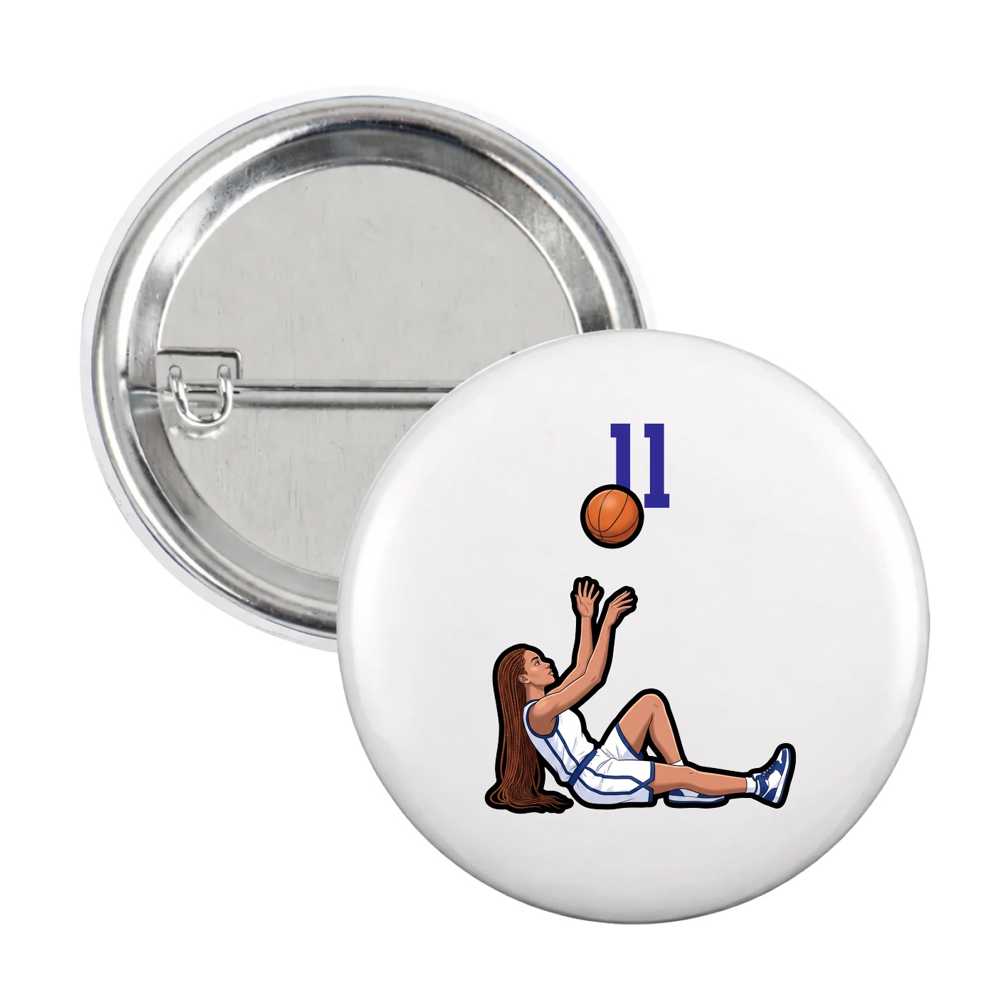 Game Day Button — Number Top in White