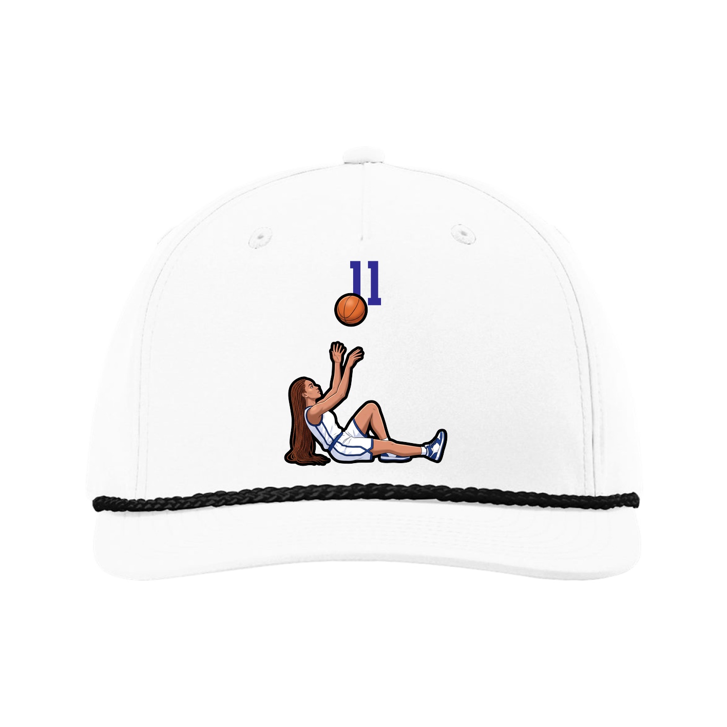 Five-Panel Classic Rope Cap — Number Top in White