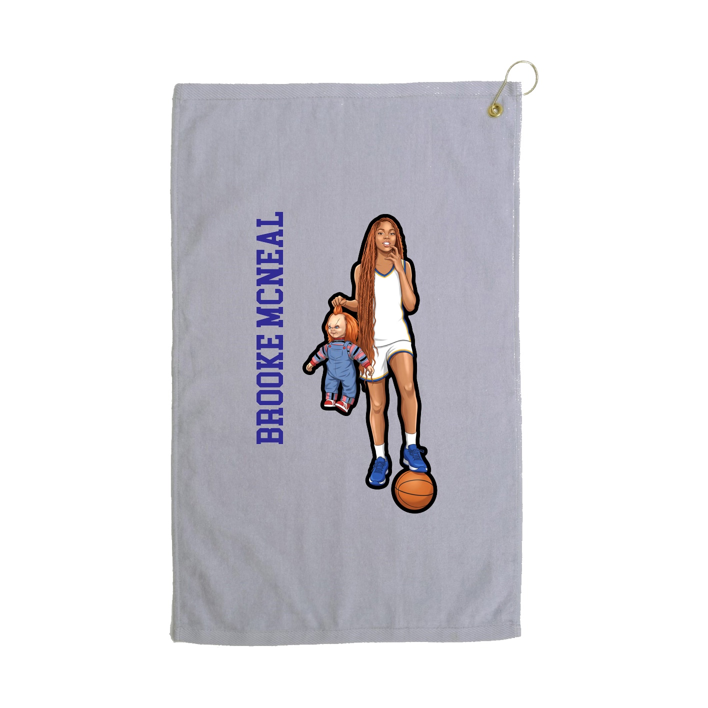 Golf Towel — Name Vertical in Grey