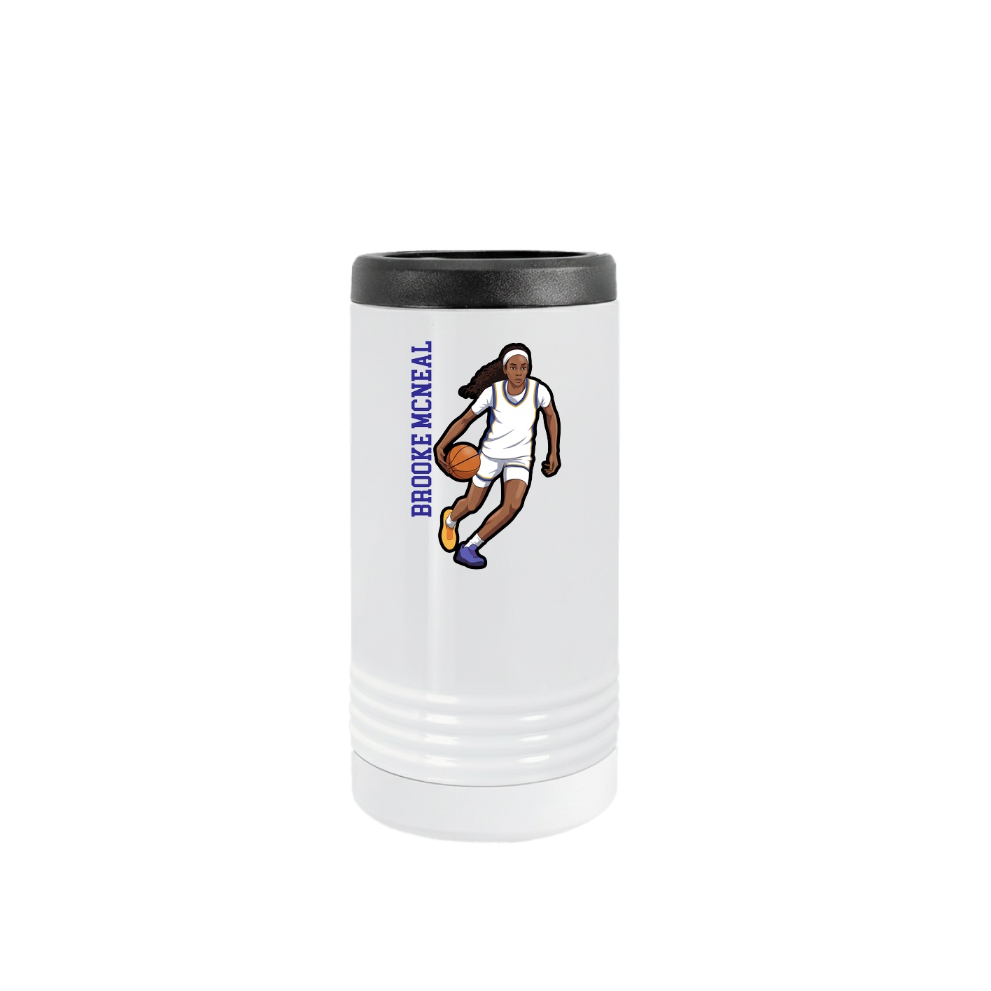 Slim Beverage Holder — Name Vertical in White