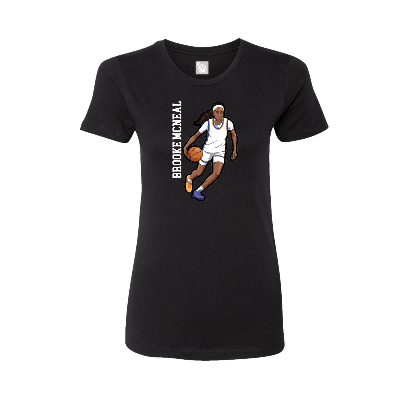 Fitted Women's Tee — Name Vertical in Black