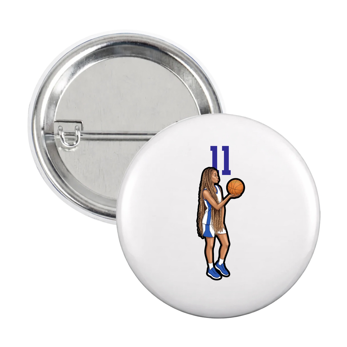 Game Day Button — Number Top in White