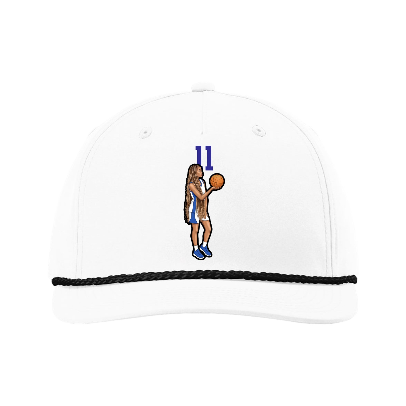 Five-Panel Classic Rope Cap — Number Top in White