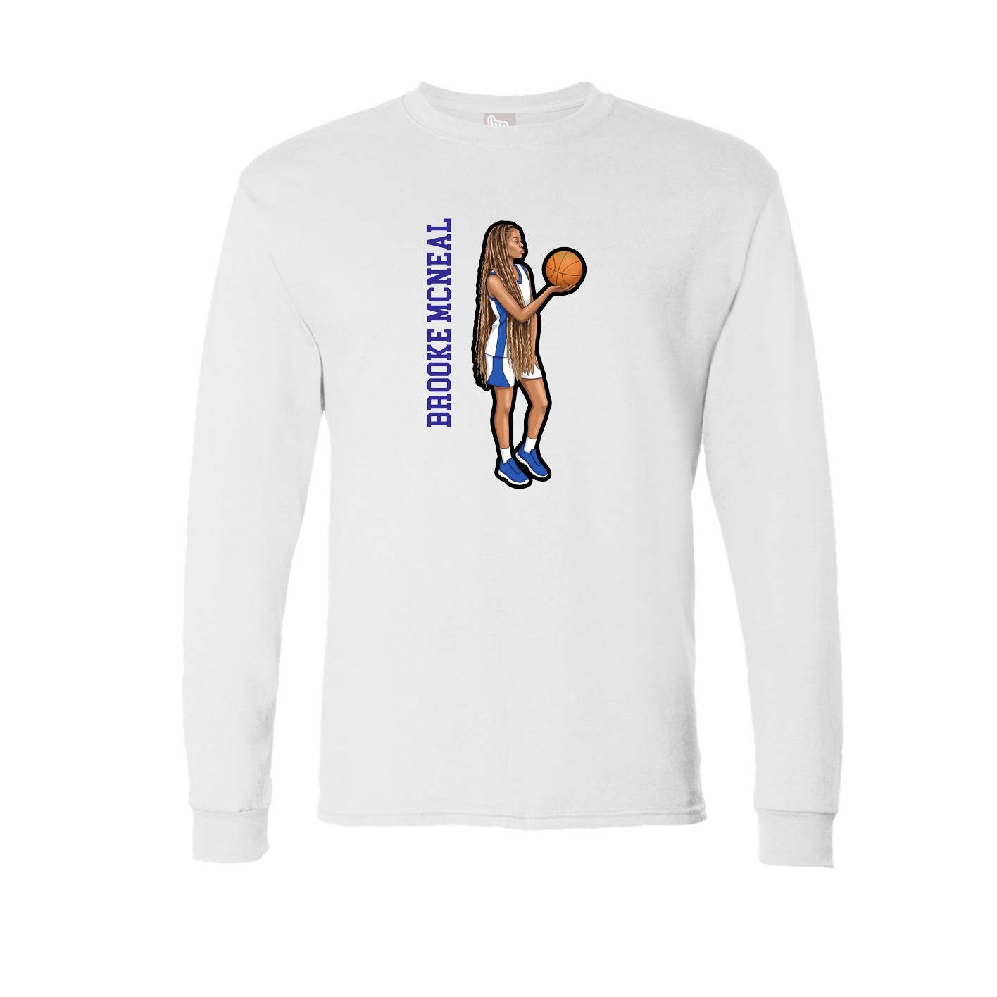 Long Sleeve Tee — Name Vertical in White