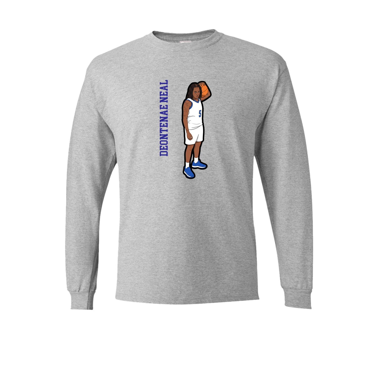 Long Sleeve Tee — Name Vertical in Grey