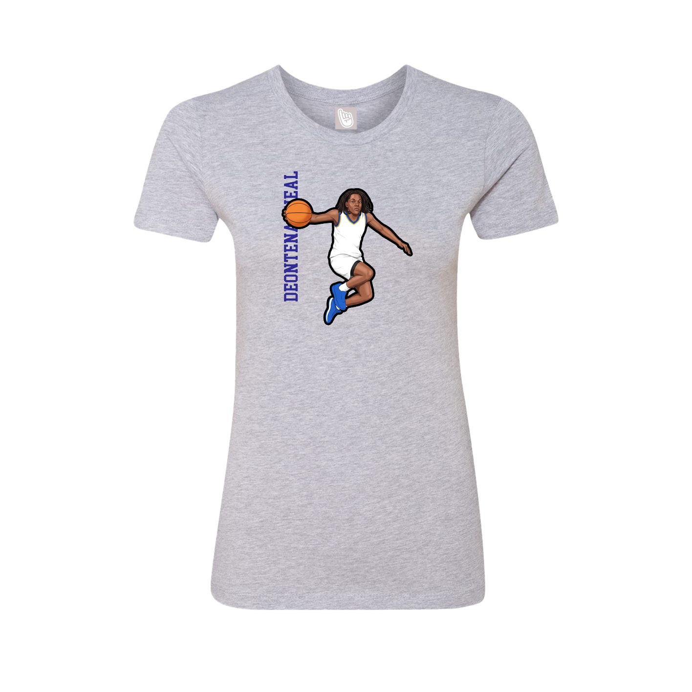 Fitted Women's Tee — Name Vertical in Grey