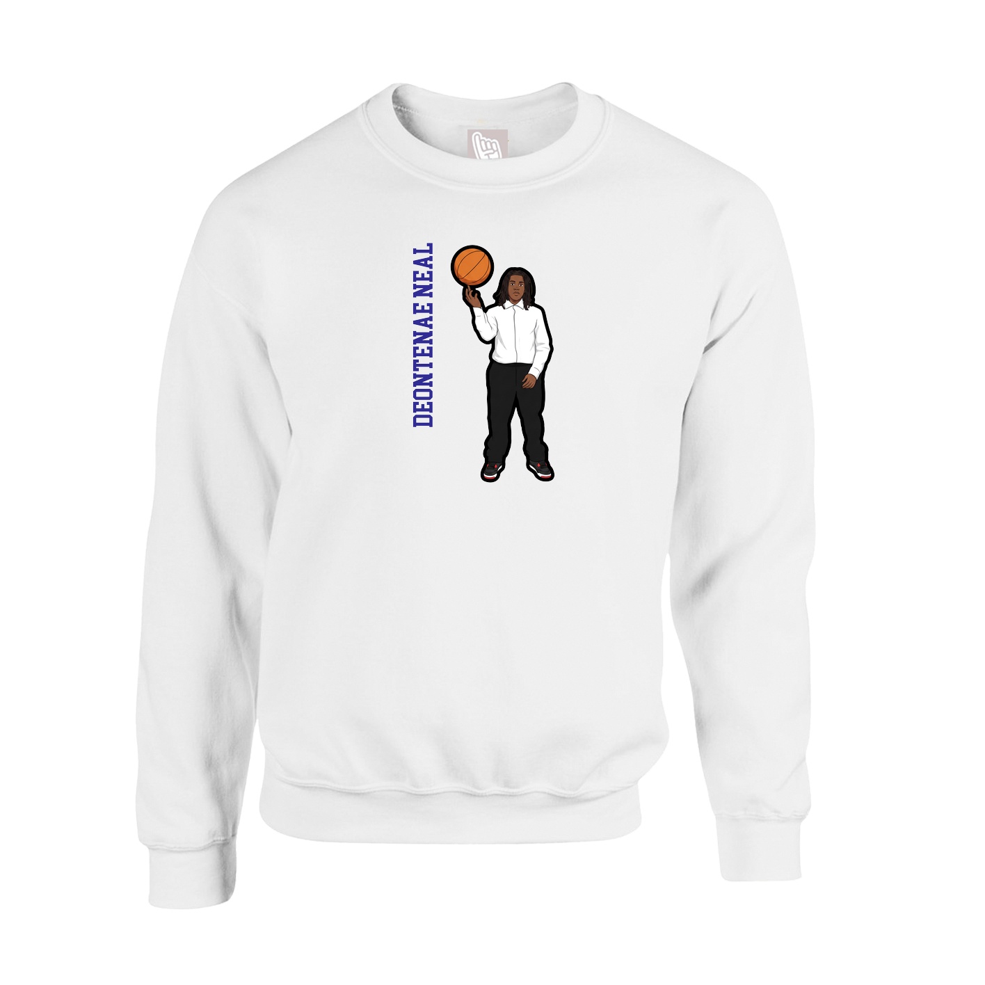 Fleece Crew — Name Vertical in White