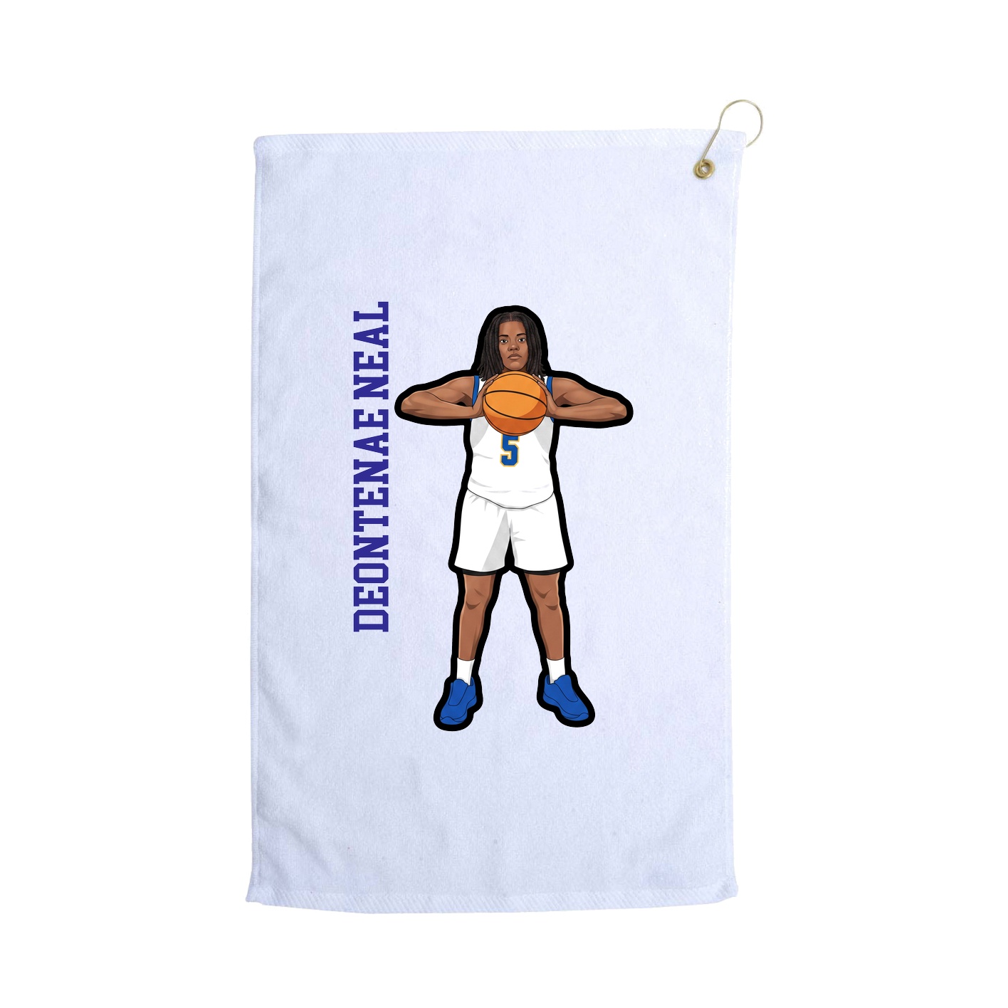 Golf Towel — Name Vertical in White