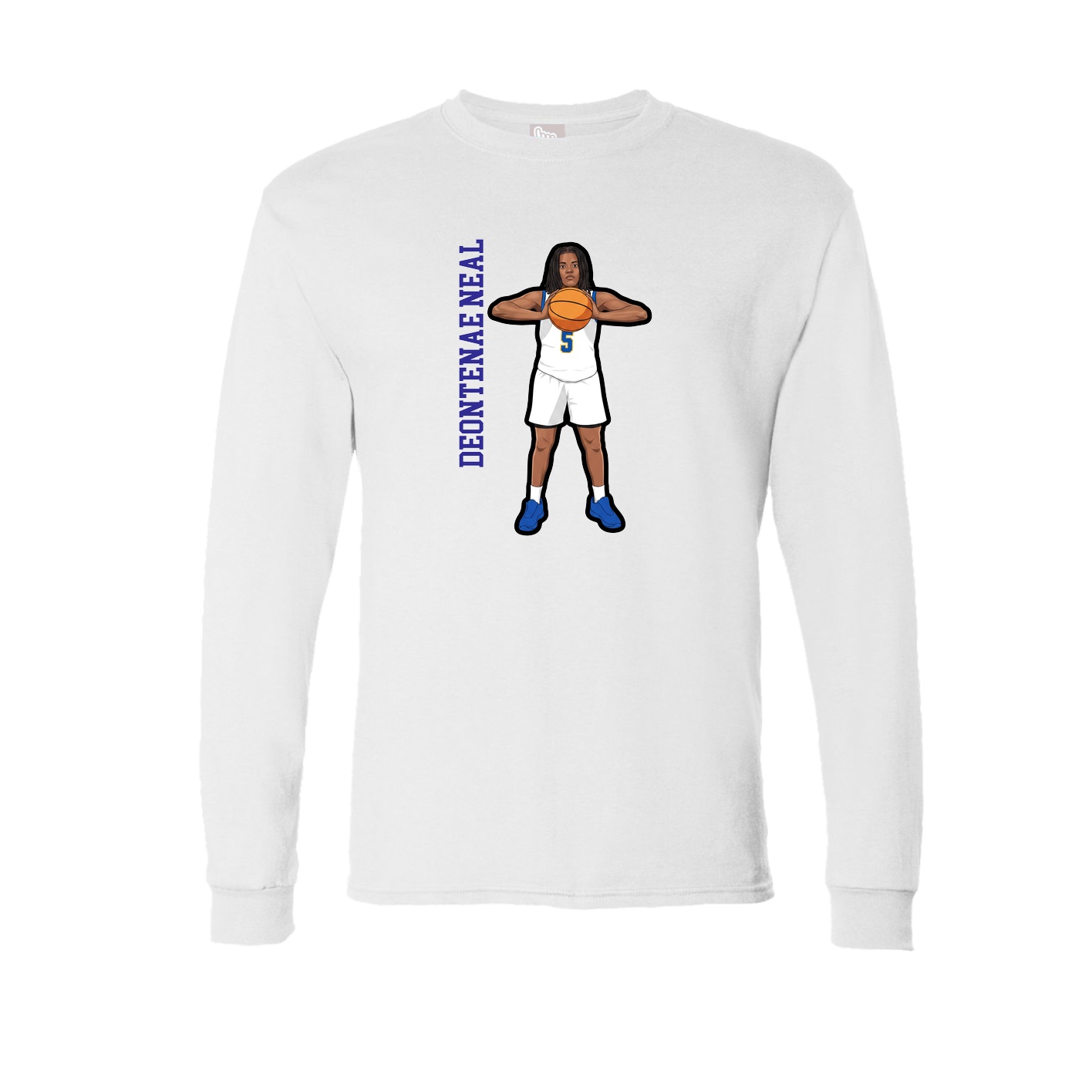 Long Sleeve Tee — Name Vertical in White