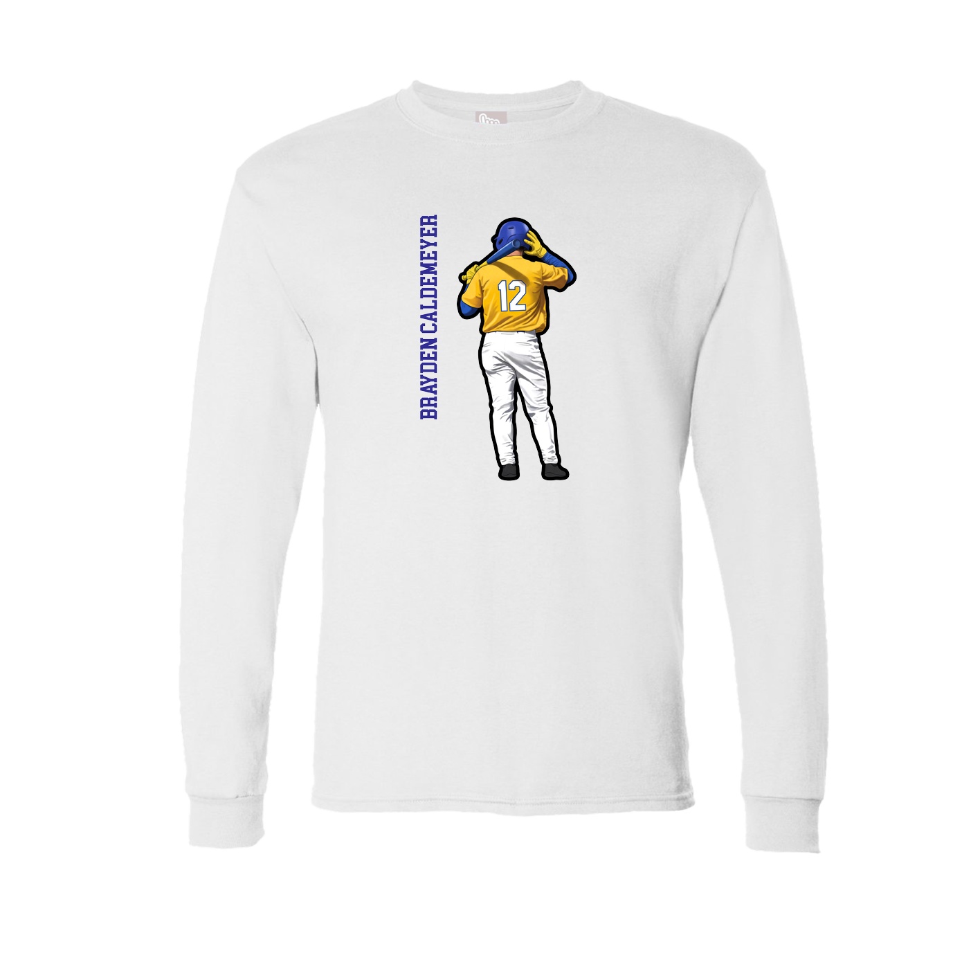 Long Sleeve Tee — Name Vertical in White