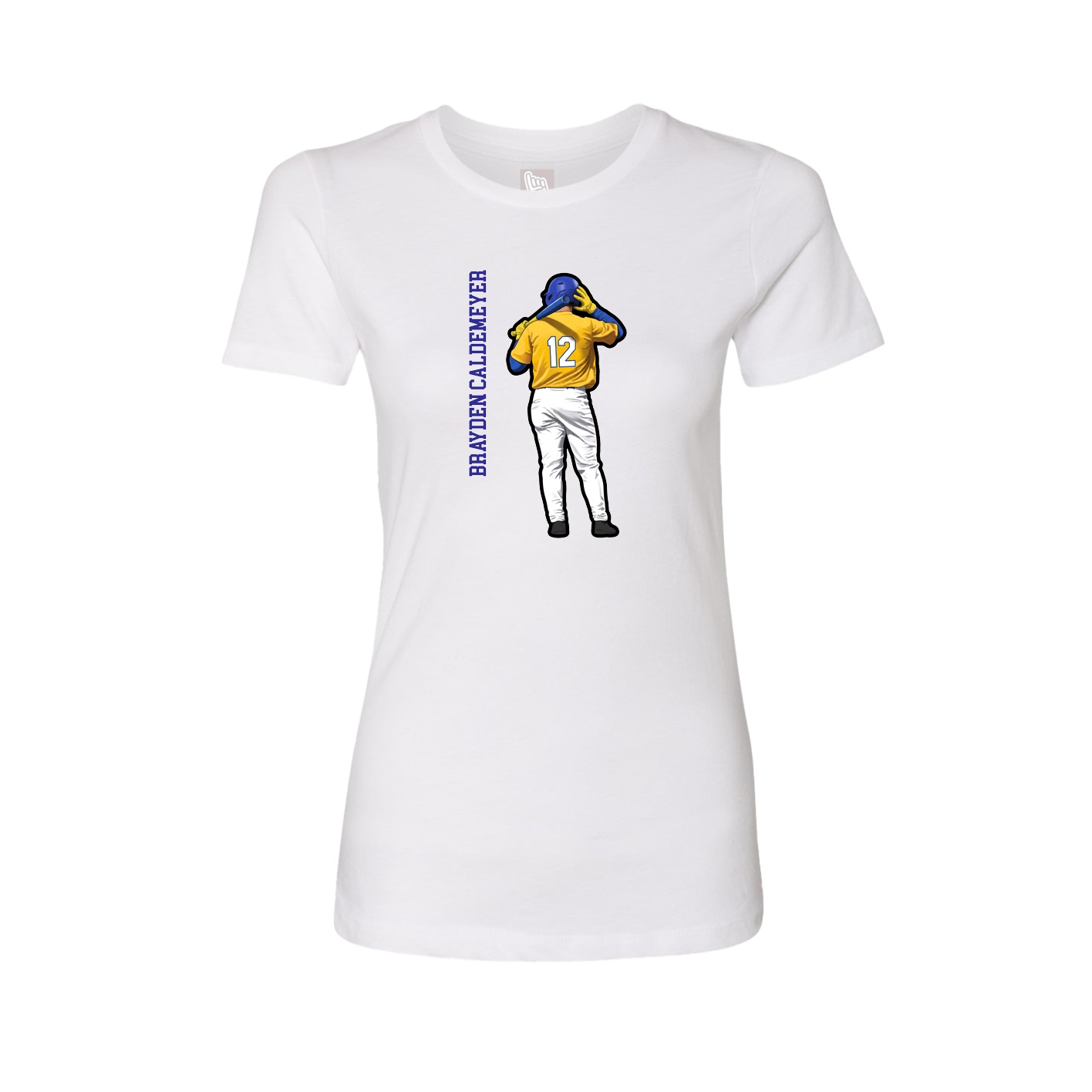 Womens Tee — Name Vertical in White