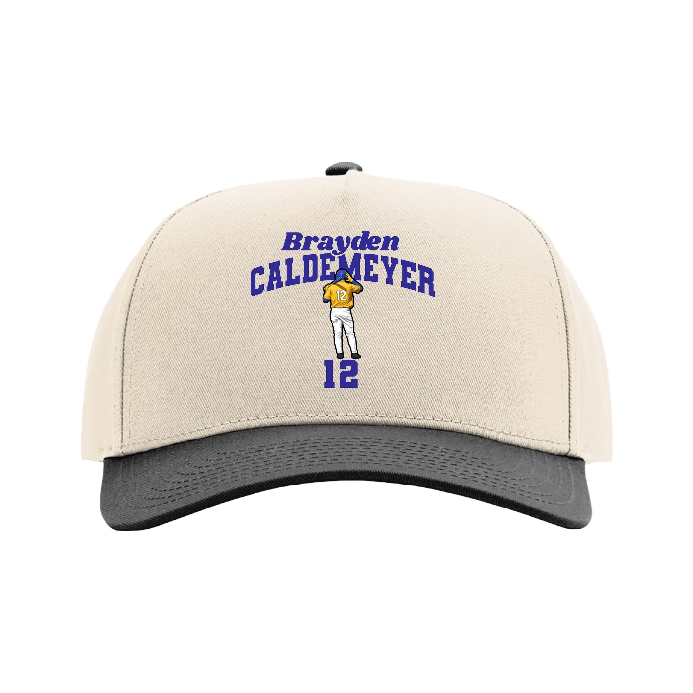 Full Fabric Five-Panel Champ Cap — Signature Arch in Cream/Black