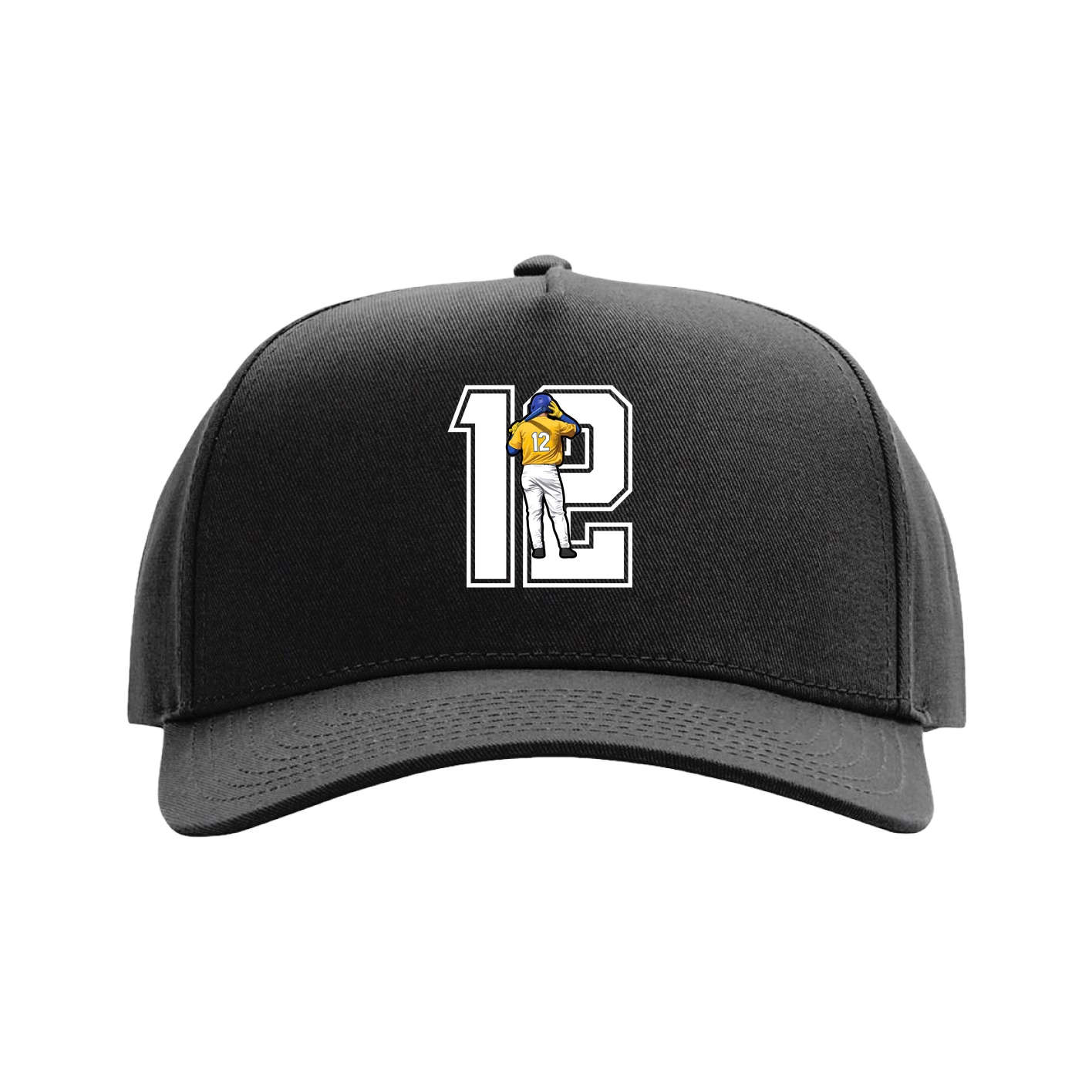Full Fabric Five-Panel Champ Cap — Number in Black