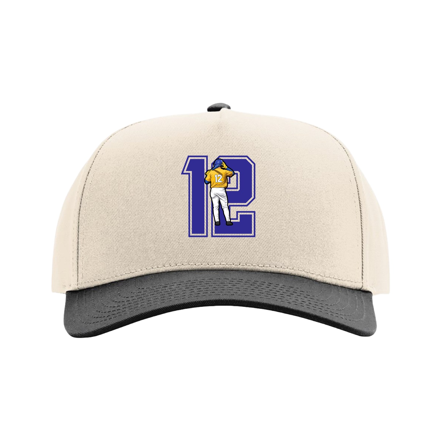 Full Fabric Five-Panel Champ Cap — Number in Cream/Black