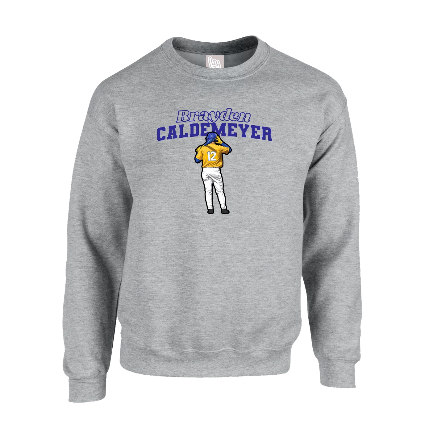 Fleece Crew — Name Arch in Grey
