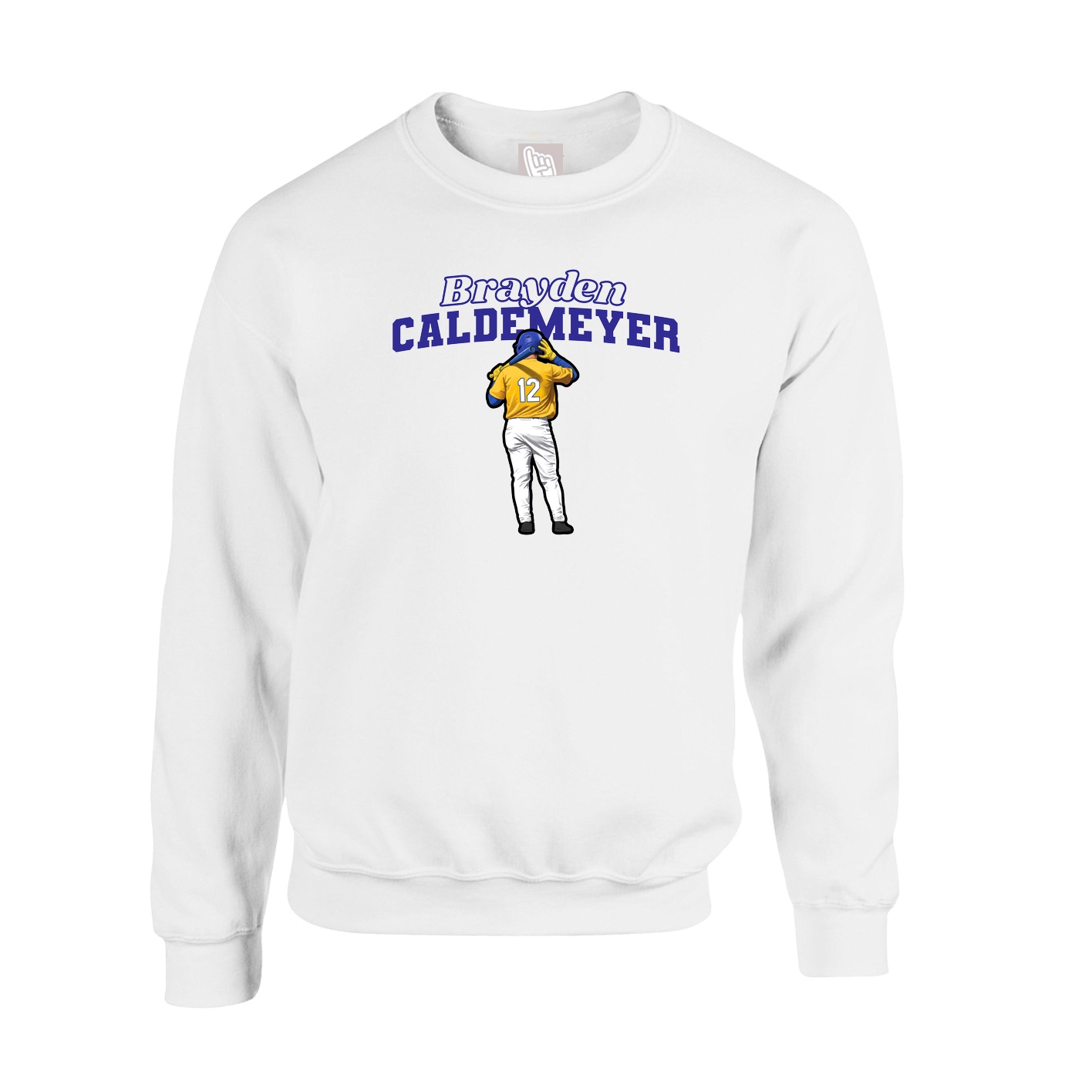 Fleece Crew — Name Arch in White