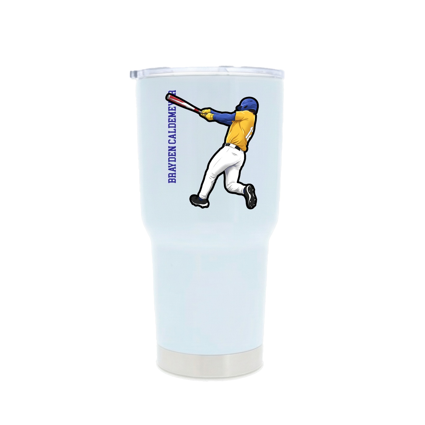 30oz Stainless Steel Tumbler — Name Vertical in White