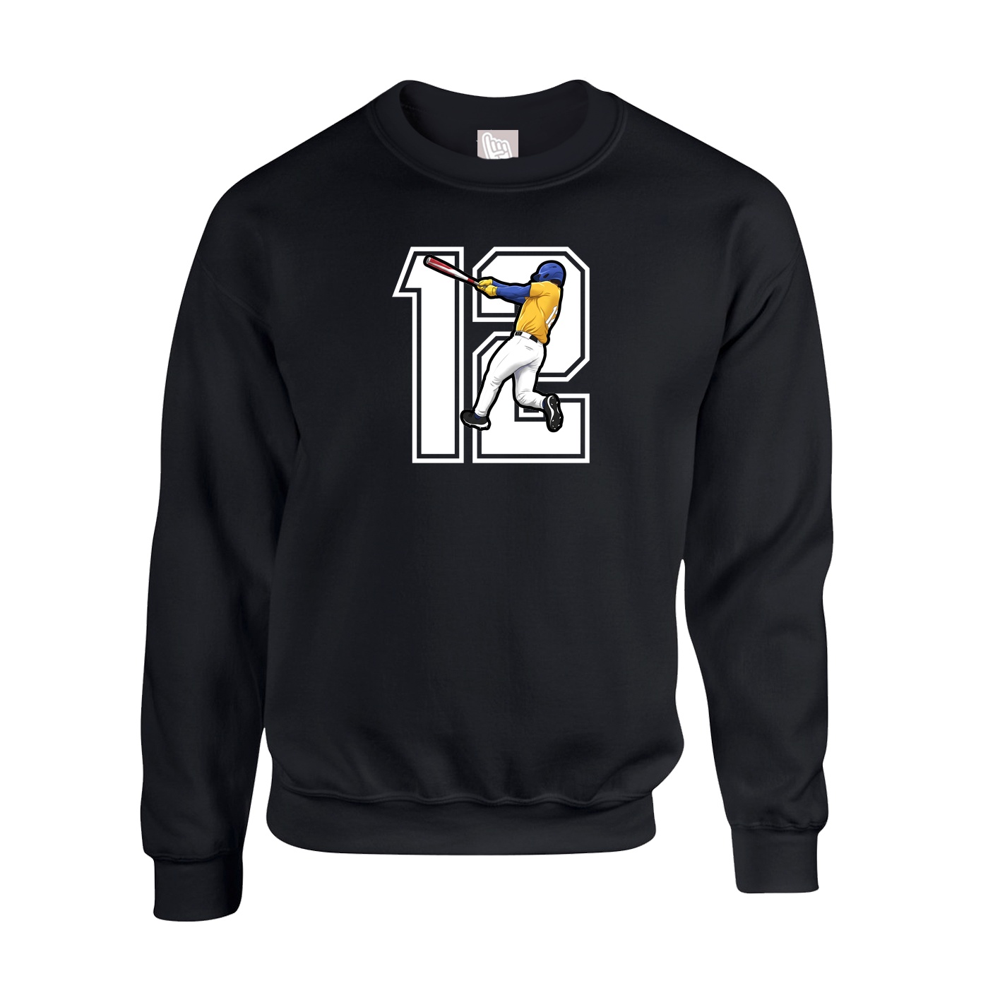 Fleece Crew — Number in Black
