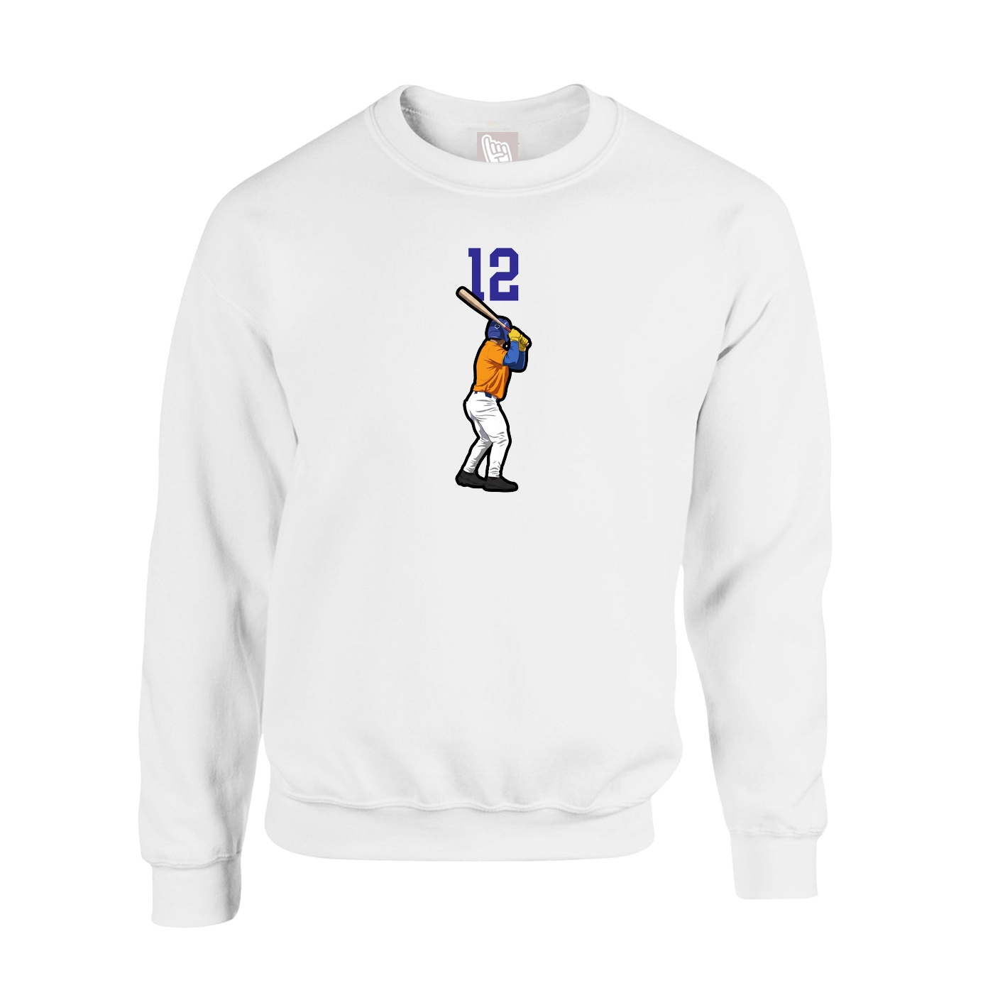 Fleece Crew — Number Top in White