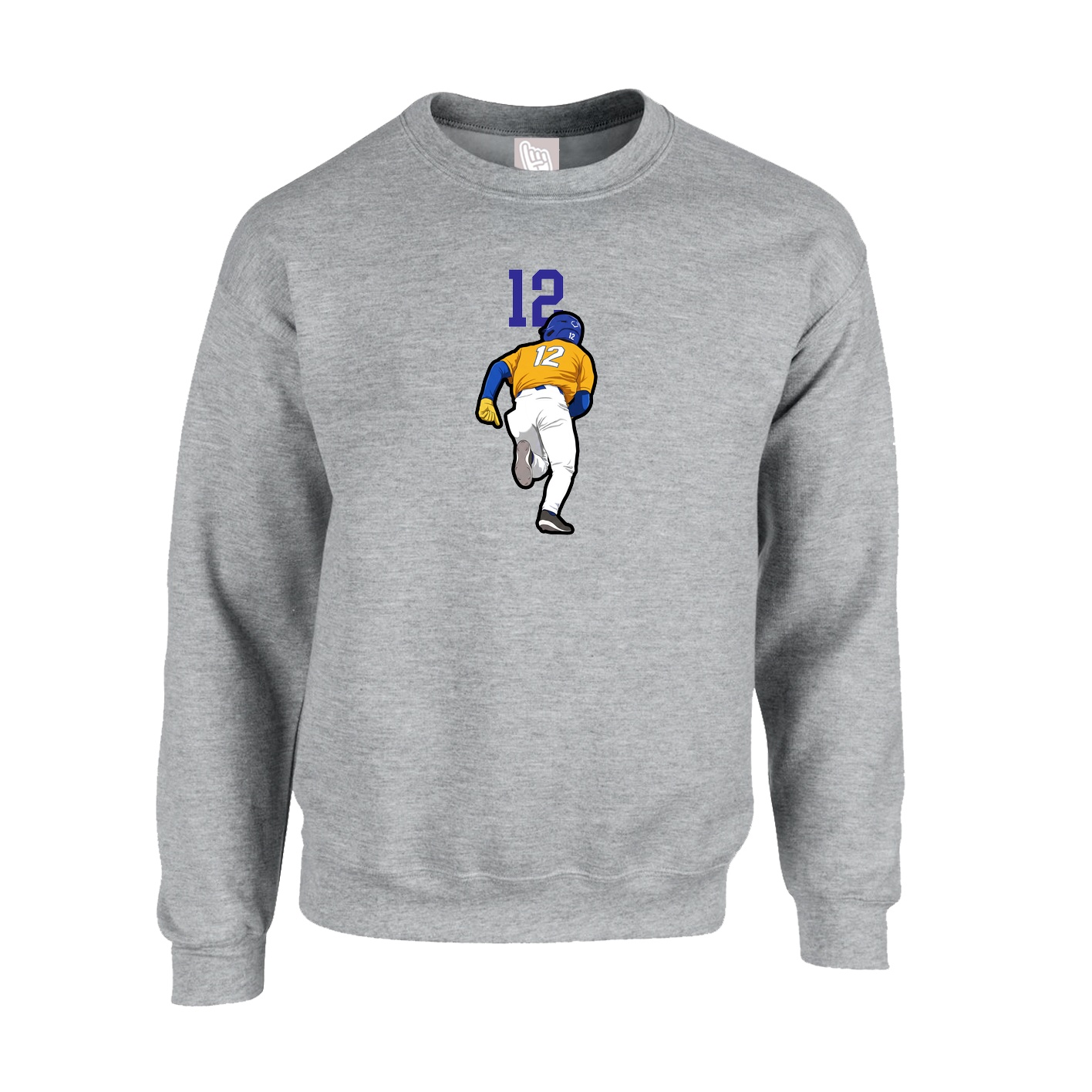 Fleece Crew — Number Top in Grey