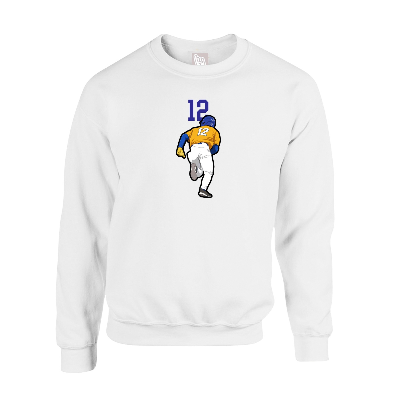 Fleece Crew — Number Top in White