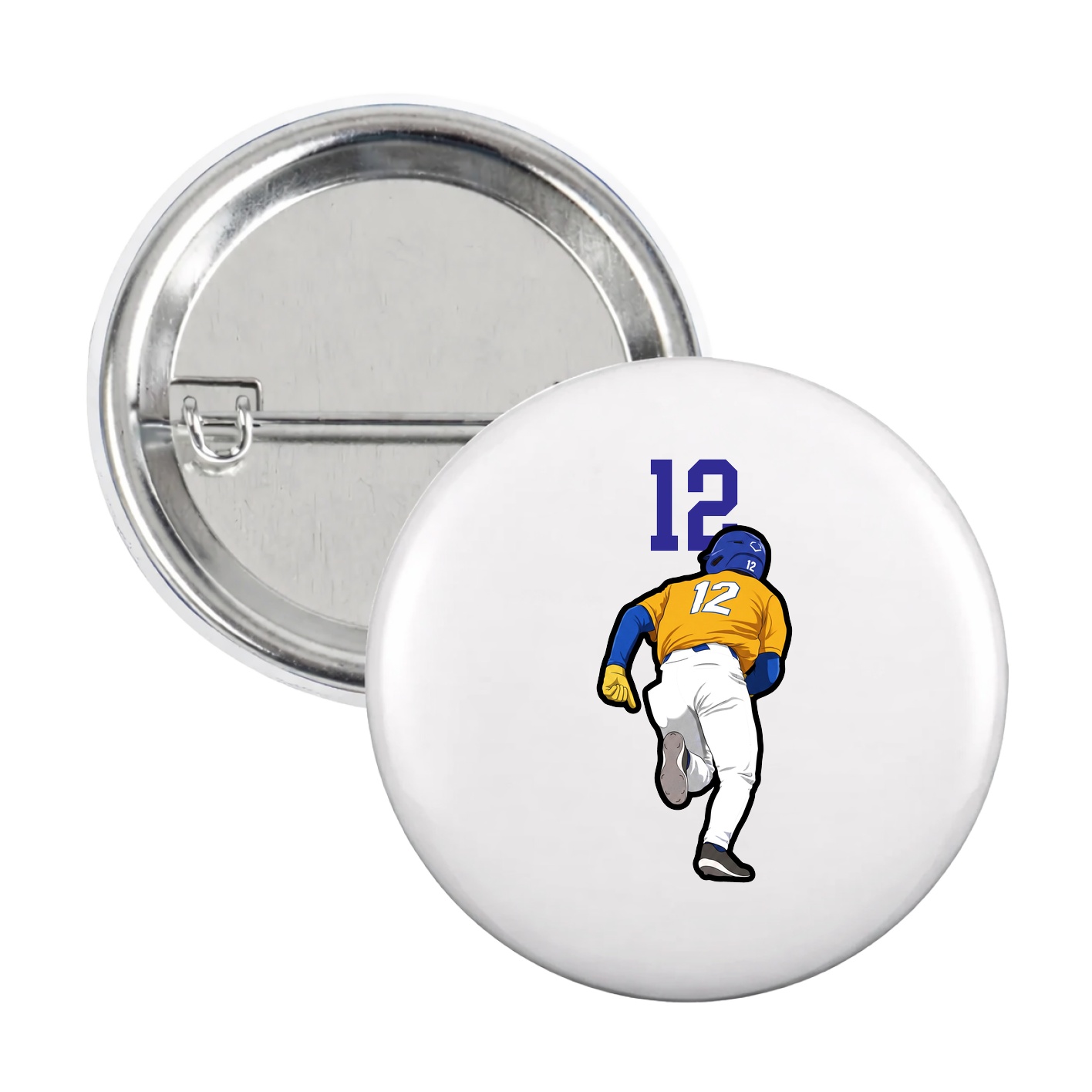 Game Day Button — Number Top in White