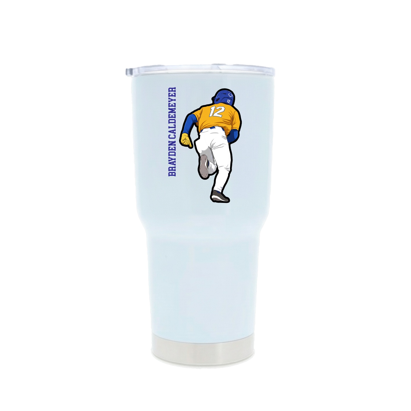 30oz Stainless Steel Tumbler — Name Vertical in White
