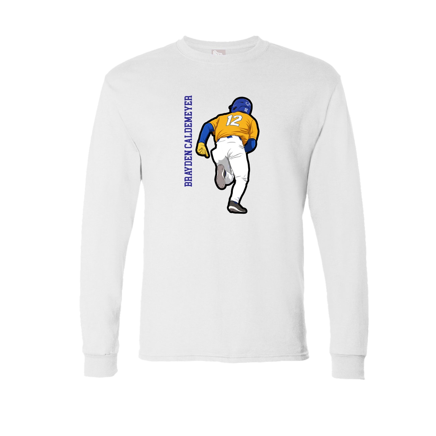 Long Sleeve Tee — Name Vertical in White