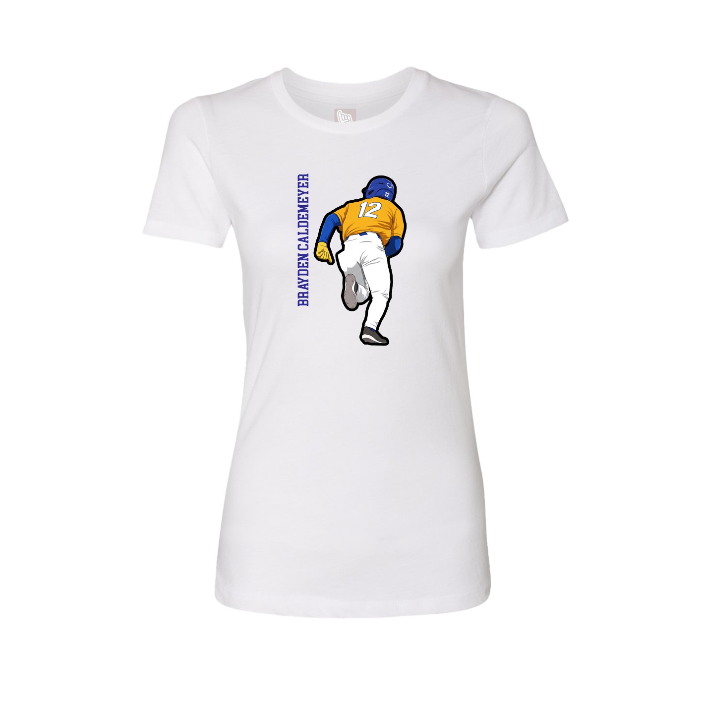 Womens Tee — Name Vertical in White
