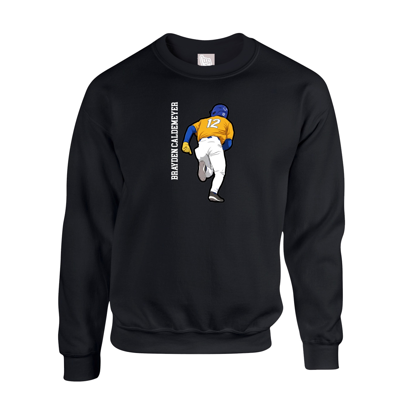Fleece Crew — Name Vertical in Black