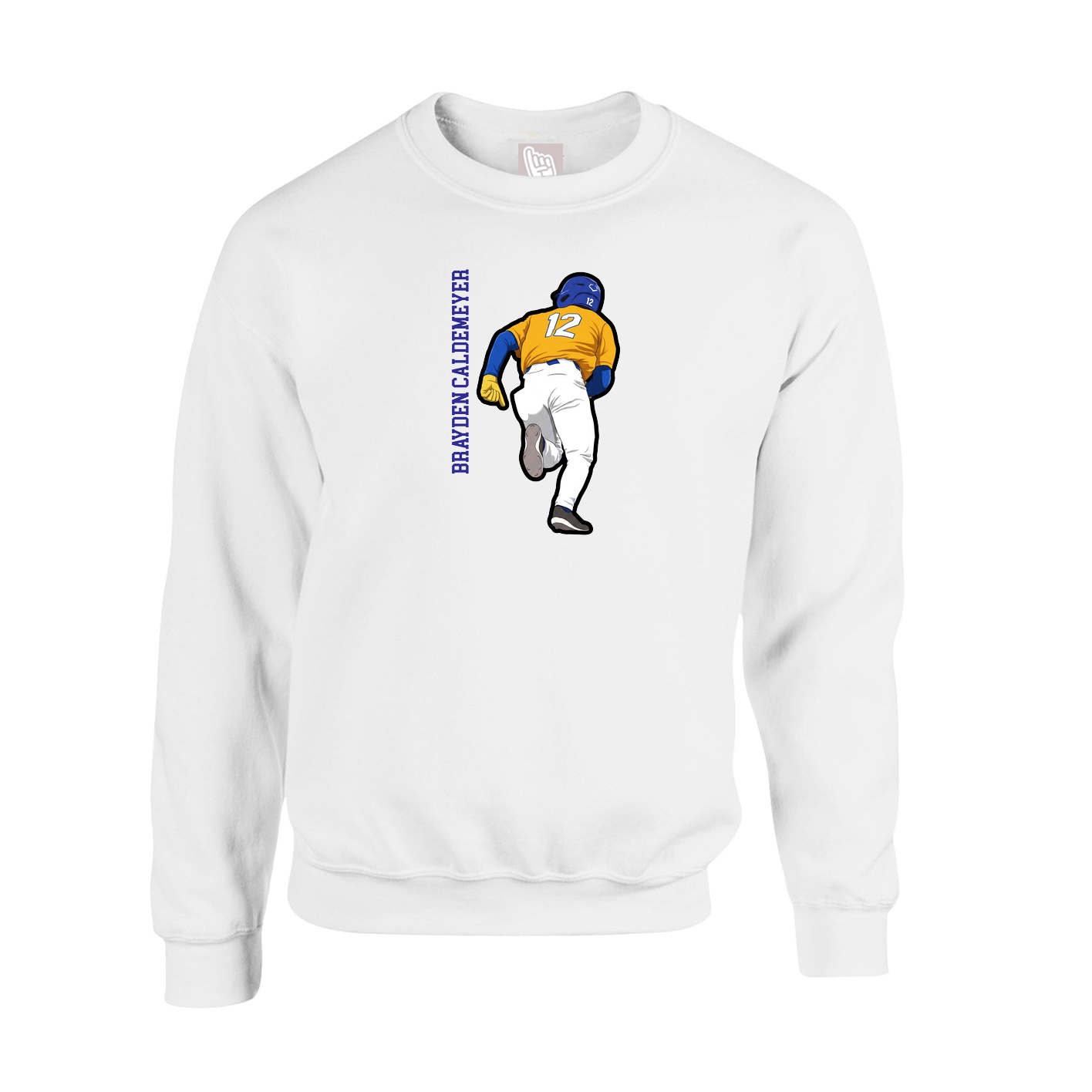 Fleece Crew — Name Vertical in White